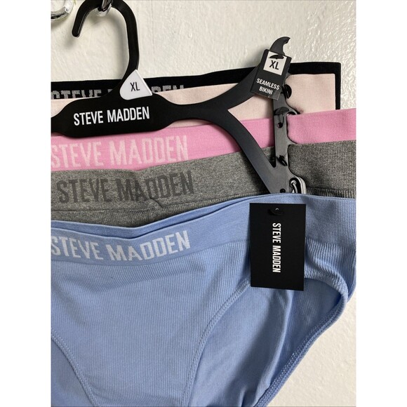 Steve Madden Seamless Bikini Size XL Panties 5 Pack Underwear Ribbed Pink Blue - Picture 4 of 8